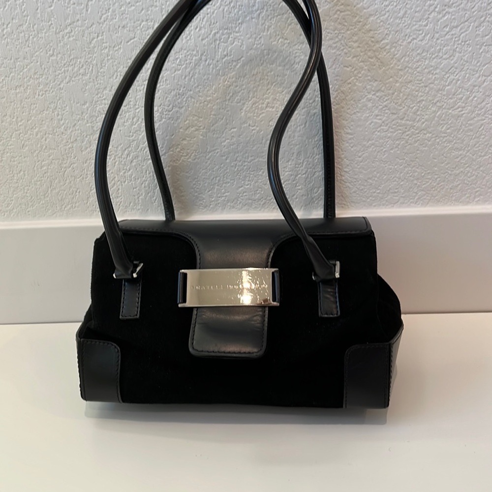 Preowned Fratelli Rossetti black handbag suede & leather, shoulder strap…
